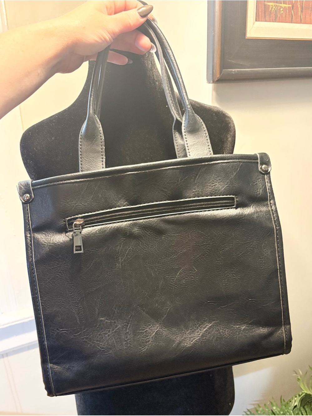 Black Studded Tote Bag - Classic Women's Handbag - Picture 2 of 3